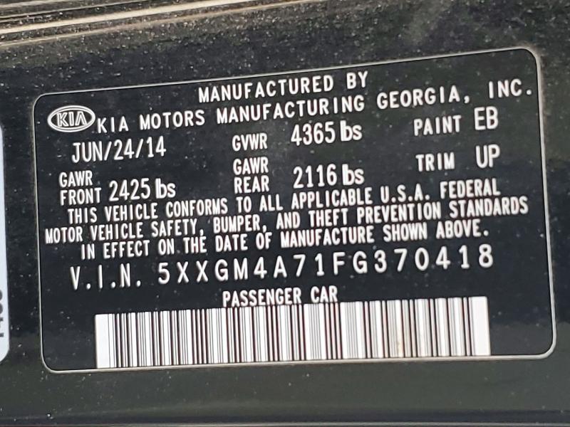 Aukcja sprzedaży 2015 Kia Optima, vin: 5XXGM4A71FG370418, numer aukcji: 79117345