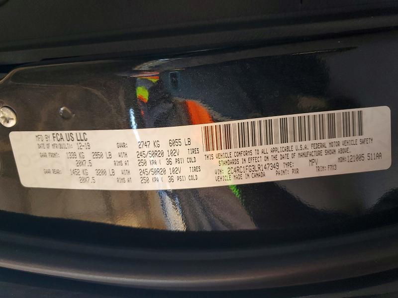 2020 Chrysler Pacifica მანქანა იყიდება აუქციონზე, vin: 2C4RC1FG3LR147349, აუქციონის ნომერი: 47074926