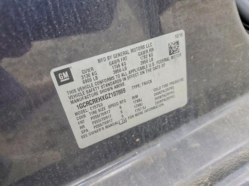 2016 Chevrolet Silverado მანქანა იყიდება აუქციონზე, vin: 1GCRCREHXGZ107869, აუქციონის ნომერი: 46983616