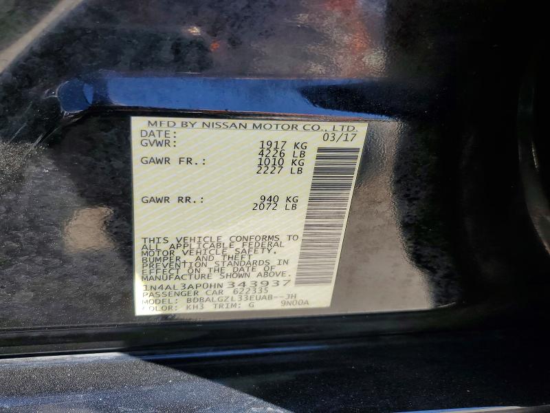 Продаж на аукціоні авто 2017 Nissan Altima, vin: 1N4AL3AP0HN343937, номер лоту: 45974136