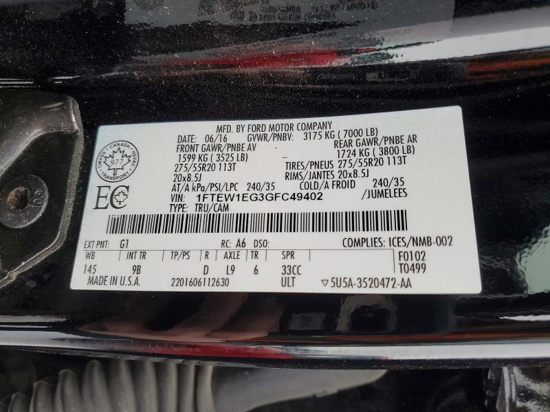 Aukcja sprzedaży 2016 Ford F150, vin: 1FTEW1EG3GFC49402, numer aukcji: 42020196