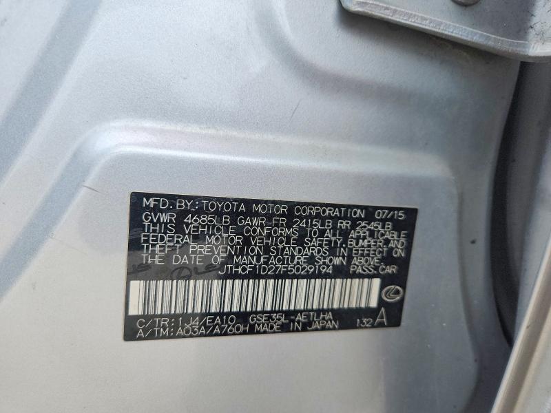 Aukcja sprzedaży 2015 Lexus Is 250, vin: JTHCF1D27F5029194, numer aukcji: 46299096