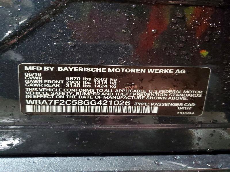 Aukcja sprzedaży 2016 Bmw 750, vin: WBA7F2C58GG421026, numer aukcji: 47255626