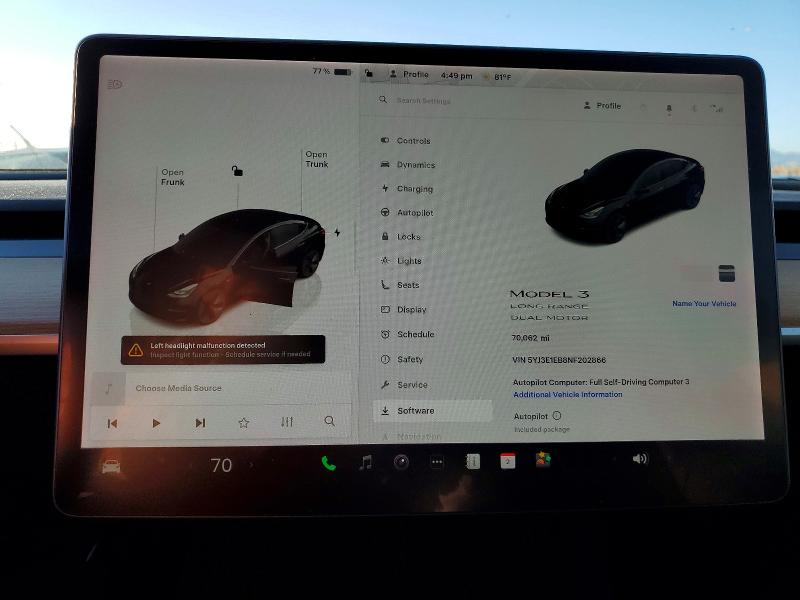79590495 :رقم المزاد ، 5YJ3E1EB8NF202866 vin ، 2022 Tesla Model 3 مزاد بيع