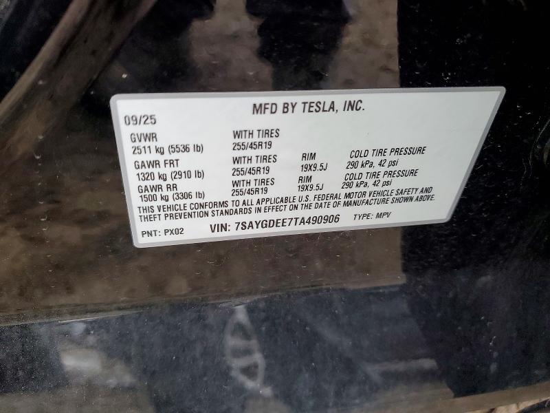 46268876 :رقم المزاد ، 7SAYGDEE7TA490906 vin ، 2026 Tesla Model Y مزاد بيع