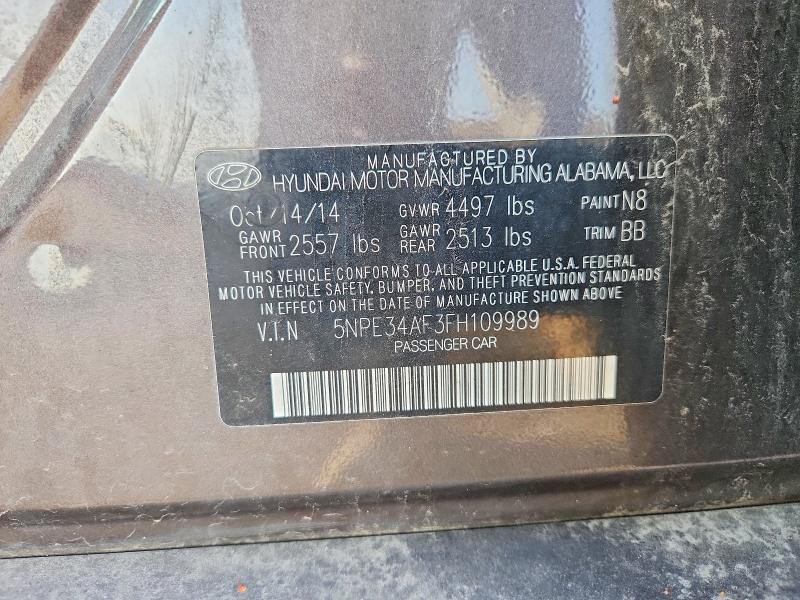 46608806 :رقم المزاد ، 5NPE34AF3FH109989 vin ، 2015 Hyundai Sonata مزاد بيع