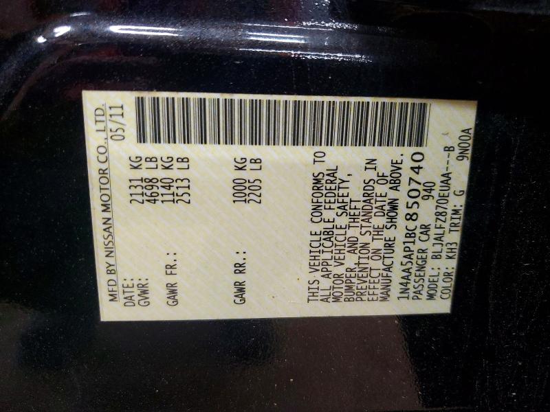 Продаж на аукціоні авто 2011 Nissan Maxima, vin: 1N4AA5AP1BC850740, номер лоту: 46085926