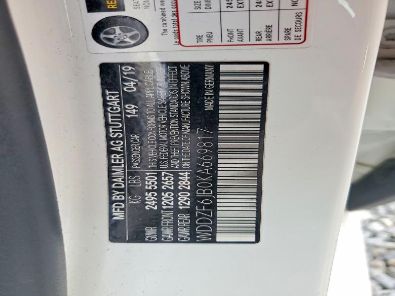 Продажа на аукционе авто 2019 Mercedes-benz E, vin: WDDZF6JB0KA669817, номер лота: 46031946
