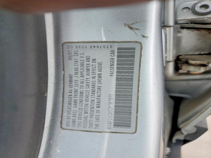 2002 Volkswagen Passat მანქანა იყიდება აუქციონზე, vin: WVWPD63B02P181971, აუქციონის ნომერი: 46006156