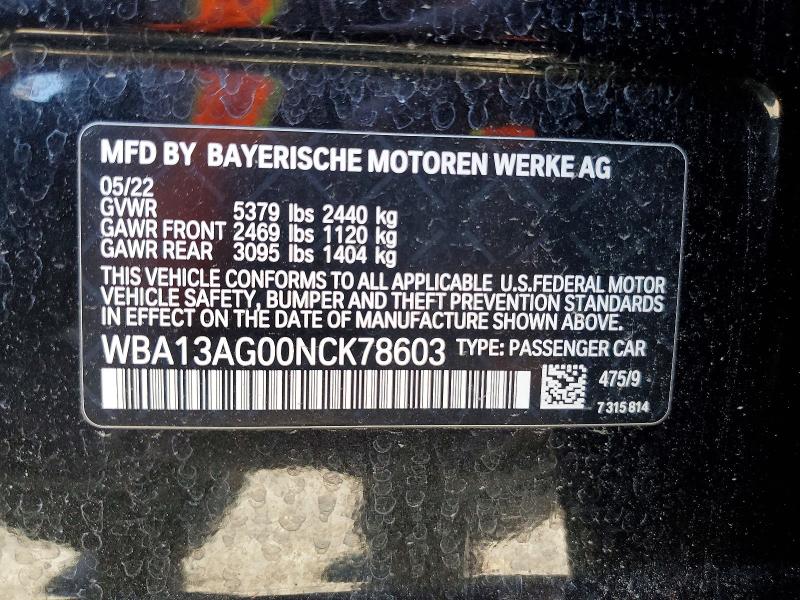 Продаж на аукціоні авто 2022 Bmw 530e, vin: WBA13AG00NCK78603, номер лоту: 79106695