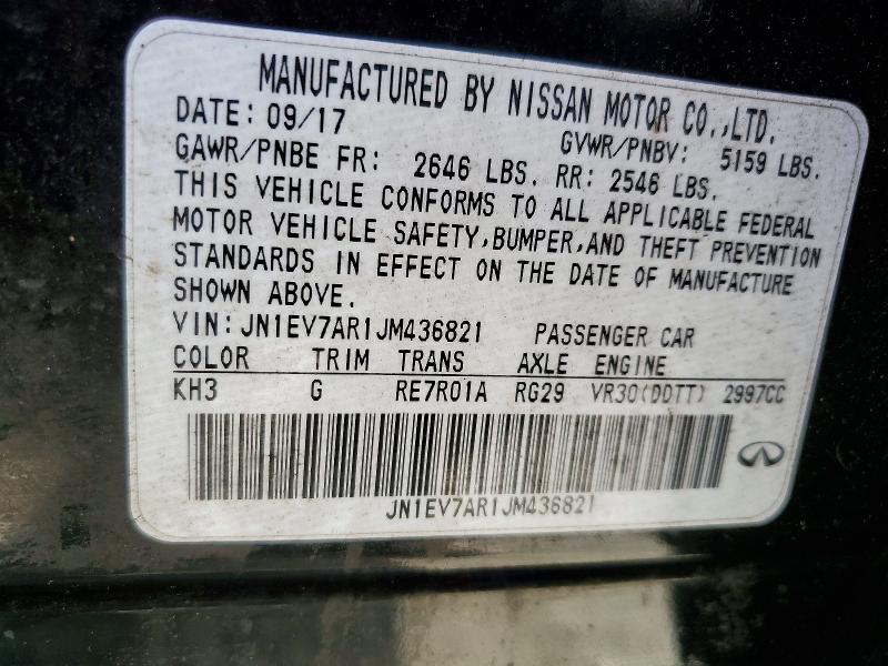 46773616 :رقم المزاد ، JN1EV7AR1JM436821 vin ، 2018 Infiniti Q50 مزاد بيع