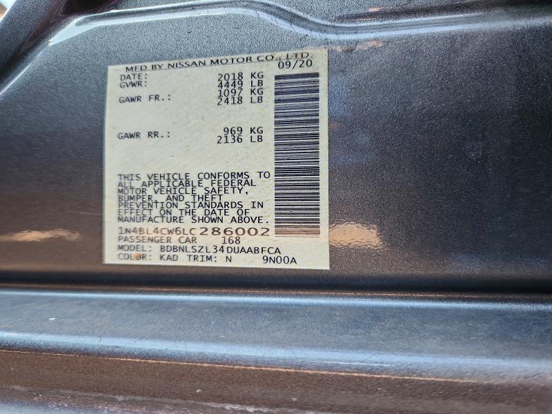 79052795 :رقم المزاد ، 1N4BL4CW6LC286002 vin ، 2020 Nissan Altima مزاد بيع