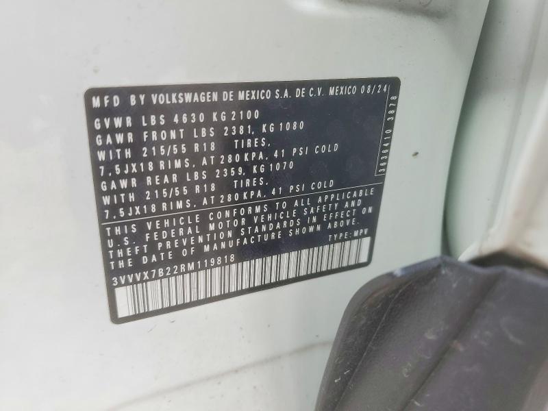 47355096 :رقم المزاد ، 3VVVX7B22RM119818 vin ، 2024 Volkswagen Taos مزاد بيع