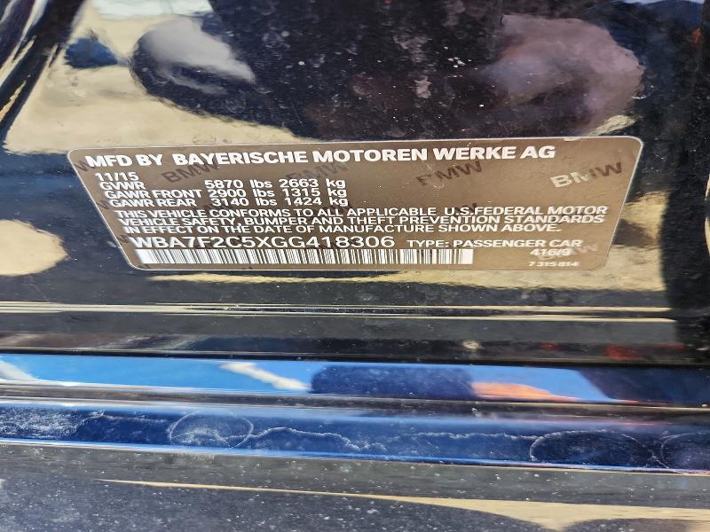 2016 Bmw 750 მანქანა იყიდება აუქციონზე, vin: WBA7F2C5XGG418306, აუქციონის ნომერი: 46889186