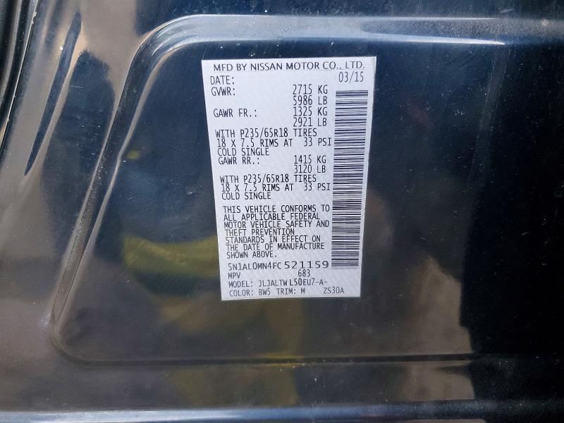 Aukcja sprzedaży 2015 Infiniti Qx60, vin: 5N1AL0MN4FC521159, numer aukcji: 47712426
