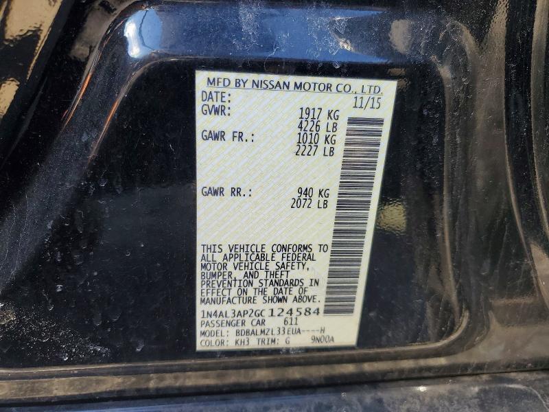 Продажа на аукционе авто 2016 Nissan Altima, vin: 1N4AL3AP2GC124584, номер лота: 46732646