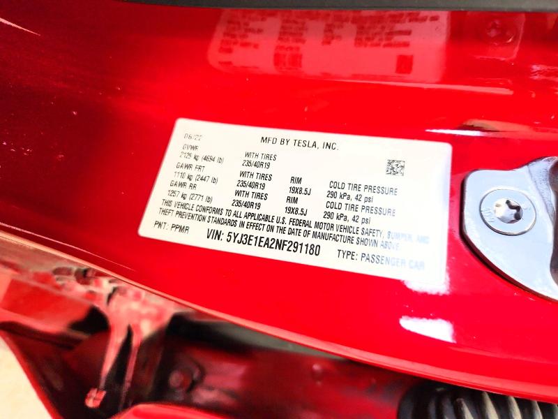 Aukcja sprzedaży 2022 Tesla Model 3, vin: 5YJ3E1EA2NF291180, numer aukcji: 47599216