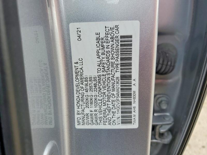 Aukcja sprzedaży 2021 Honda Accord, vin: 1HGCV3F54MA013628, numer aukcji: 48292366