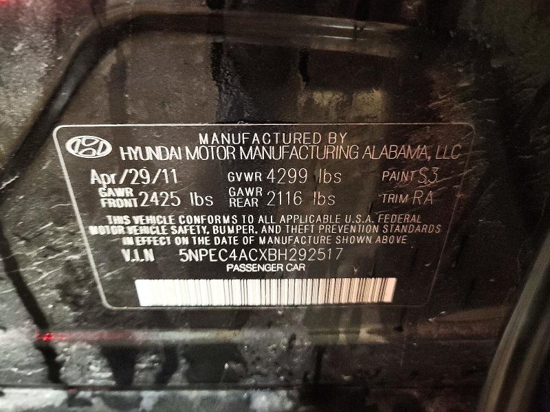 Aukcja sprzedaży 2011 Hyundai Sonata, vin: 5NPEC4ACXBH292517, numer aukcji: 46756996