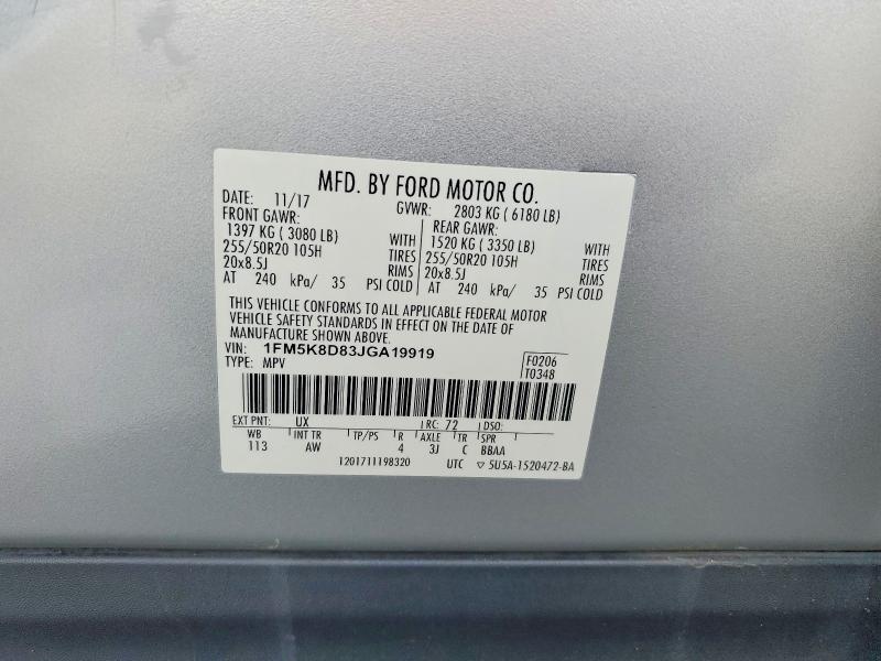 Продажа на аукционе авто 2018 Ford Explorer, vin: 1FM5K8D83JGA19919, номер лота: 46305686