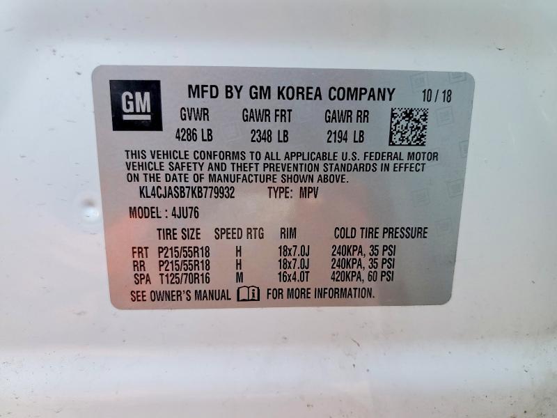 46822816 :رقم المزاد ، KL4CJASB7KB779932 vin ، 2019 Buick Encore مزاد بيع