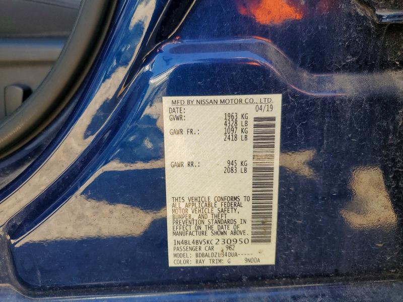 45774606 :رقم المزاد ، 1N4BL4BV5KC230950 vin ، 2019 Nissan Altima مزاد بيع