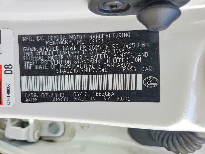 46737586 :رقم المزاد ، 58ADZ1B13MU107940 vin ، 2021 Lexus Es 350 مزاد بيع