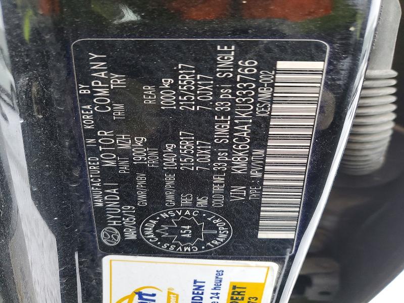 46841626 :رقم المزاد ، KM8K6CAA1KU333766 vin ، 2019 Hyundai Kona مزاد بيع
