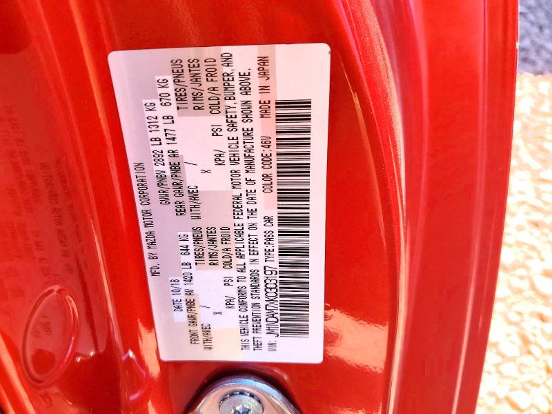 Продажа на аукционе авто 2019 Mazda Mx-5 Miata, vin: JM1NDAM7XK0303197, номер лота: 46941476