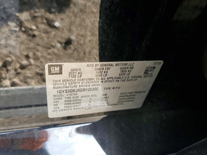 Aukcja sprzedaży 2016 Cadillac Escalade, vin: 1GYS3DKJ6GR106398, numer aukcji: 79221875