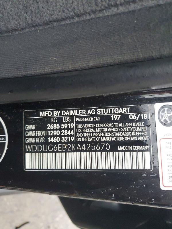 Продаж на аукціоні авто 2019 Mercedes-benz S, vin: WDDUG6EB2KA425670, номер лоту: 79970695