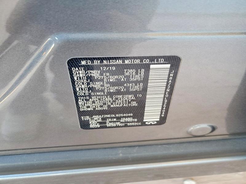 2020 Infiniti Qx80 მანქანა იყიდება აუქციონზე, vin: JN8AZ2NE0L9254046, აუქციონის ნომერი: 47829916