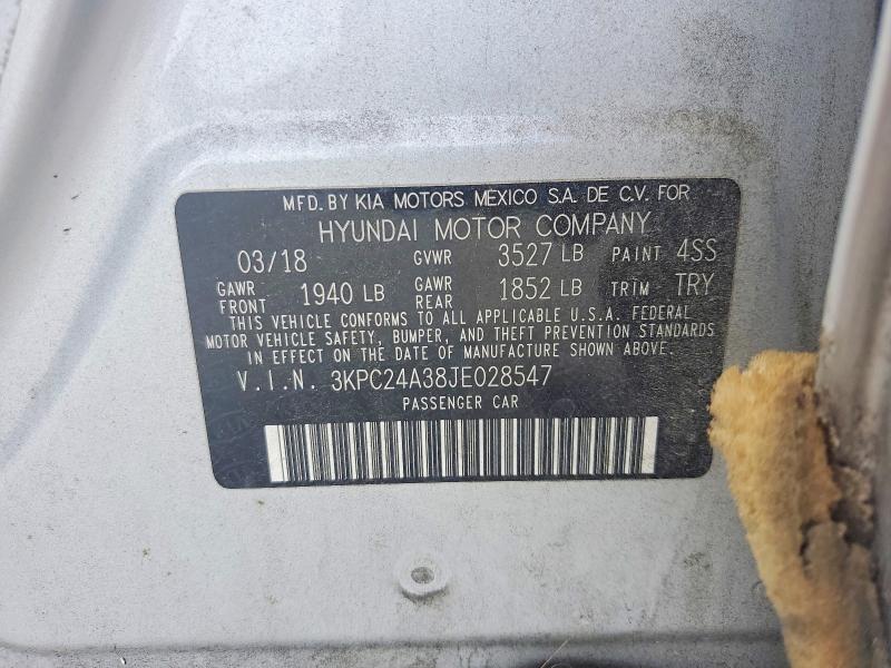 Продажа на аукционе авто 2018 Hyundai Accent, vin: 3KPC24A38JE028547, номер лота: 41781266