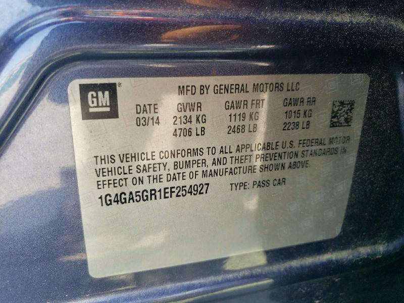 47339546 :رقم المزاد ، 1G4GA5GR1EF254927 vin ، 2014 Buick Lacrosse مزاد بيع