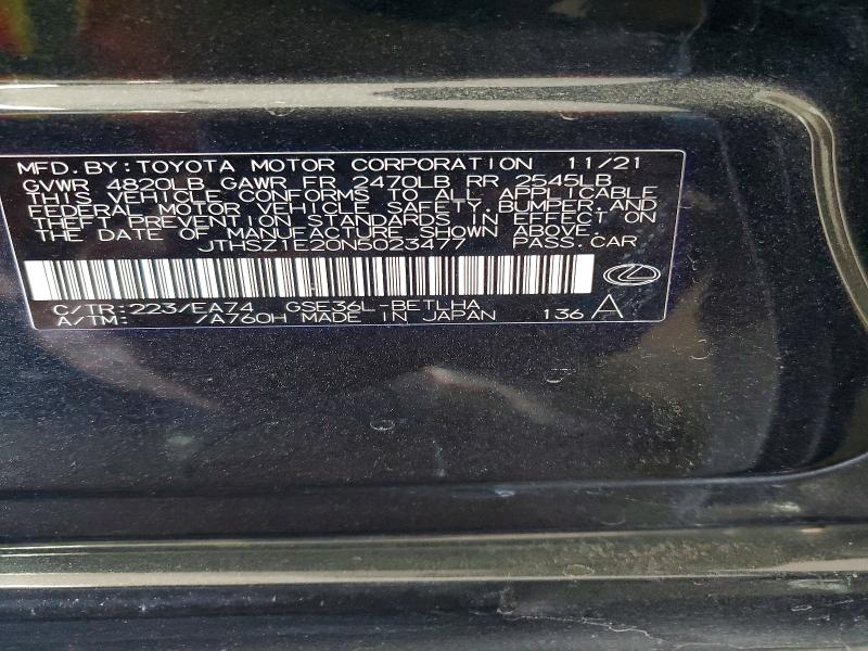 Aukcja sprzedaży 2022 Lexus Is 350, vin: JTHSZ1E20N5023477, numer aukcji: 48017356