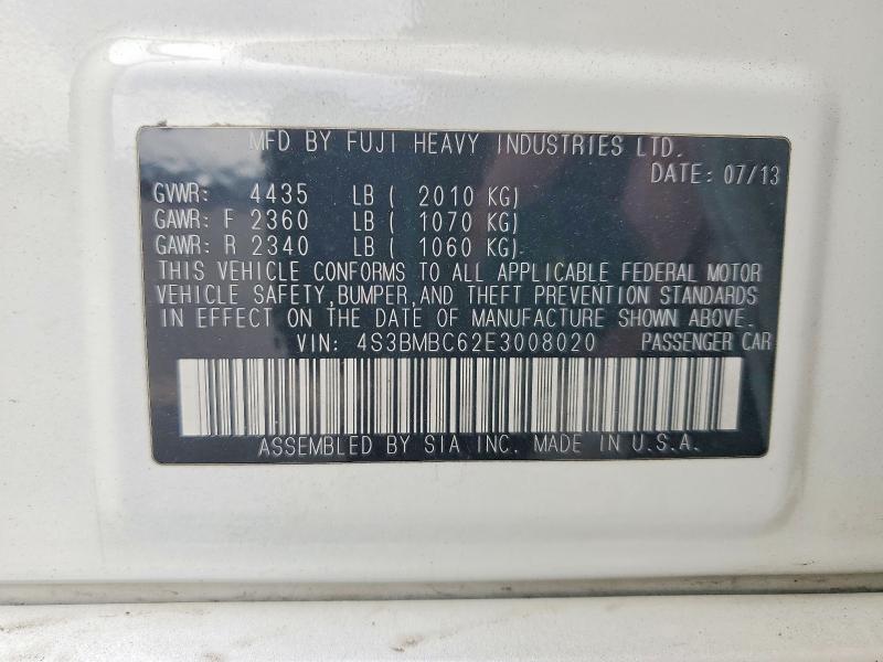 Aukcja sprzedaży 2014 Subaru Legacy, vin: 4S3BMBC62E3008020, numer aukcji: 79121085