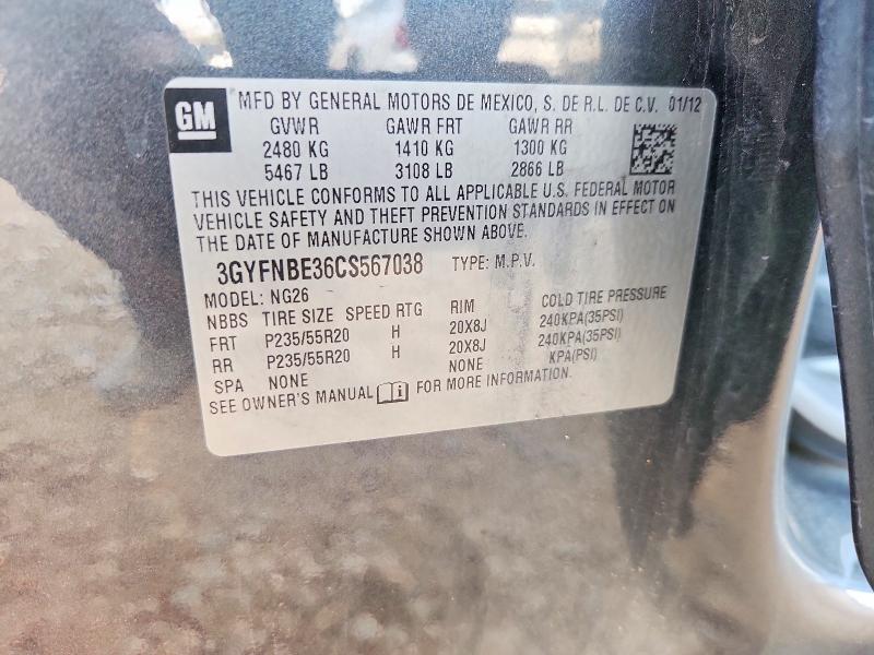 41783396 :رقم المزاد ، 3GYFNBE36CS567038 vin ، 2012 Cadillac Srx مزاد بيع