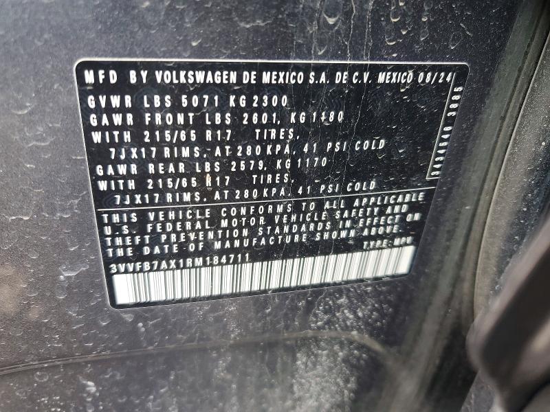 46379406 :رقم المزاد ، 3VVFB7AX1RM184711 vin ، 2024 Volkswagen Tiguan مزاد بيع