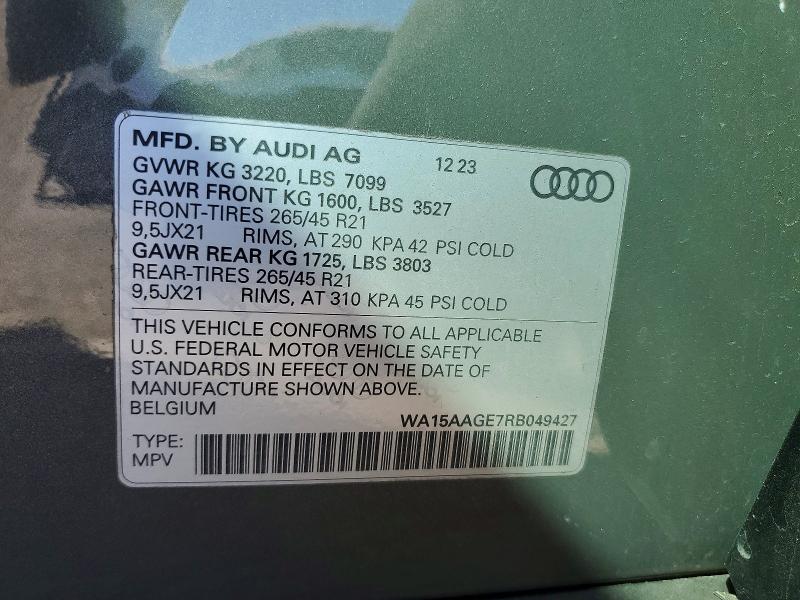 Продаж на аукціоні авто 2024 Audi Q8 E-tron, vin: WA15AAGE7RB049427, номер лоту: 47112726