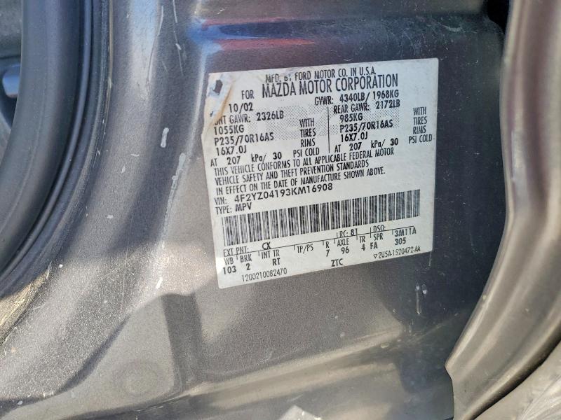 Aukcja sprzedaży 2003 Mazda Tribute, vin: 4F2YZ04193KM16908, numer aukcji: 45947256