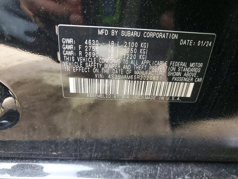 Aukcja sprzedaży 2024 Subaru Legacy, vin: 4S3BWAM65R3020851, numer aukcji: 60604456