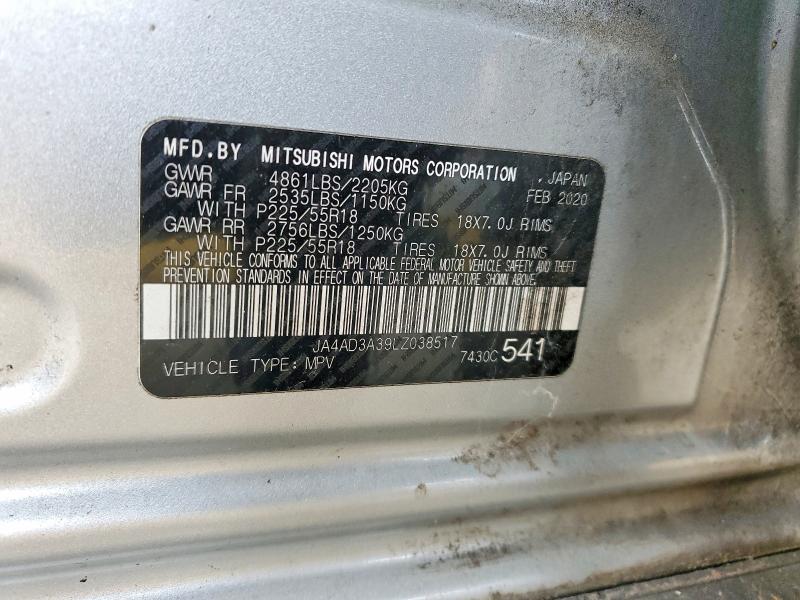 Продаж на аукціоні авто 2020 Mitsubishi Outlander, vin: JA4AD3A39LZ038517, номер лоту: 47882366
