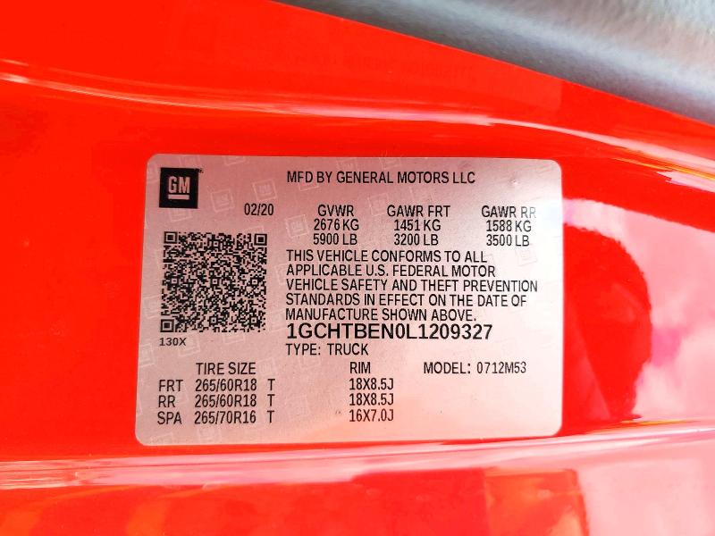 Продаж на аукціоні авто 2020 Chevrolet Colorado, vin: 1GCHTBEN0L1209327, номер лоту: 47429896