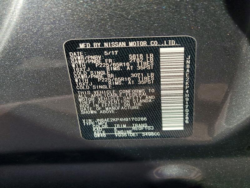 Aukcja sprzedaży 2017 Nissan Quest, vin: JN8AE2KP4H9170286, numer aukcji: 45462816