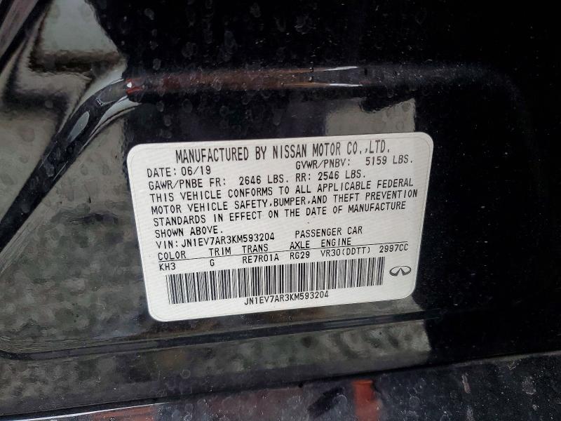 Aukcja sprzedaży 2019 Infiniti Q50, vin: JN1EV7AR3KM593204, numer aukcji: 78665325