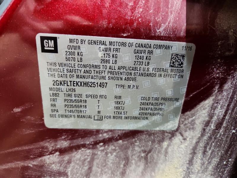 Продажа на аукционе авто 2017 Gmc Terrain, vin: 2GKFLTEKXH6251497, номер лота: 45490116