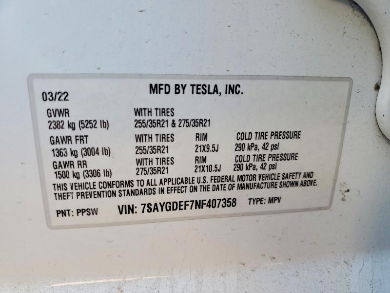 Продаж на аукціоні авто 2022 Tesla Model Y, vin: 7SAYGDEF7NF407358, номер лоту: 79060345
