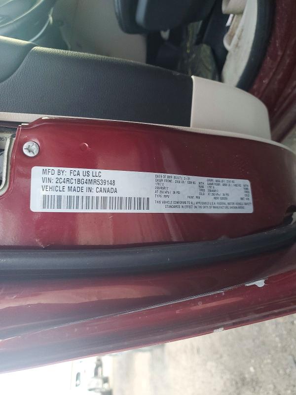 46671936 :رقم المزاد ، 2C4RC1BG4MR539148 vin ، 2021 Chrysler Pacifica مزاد بيع