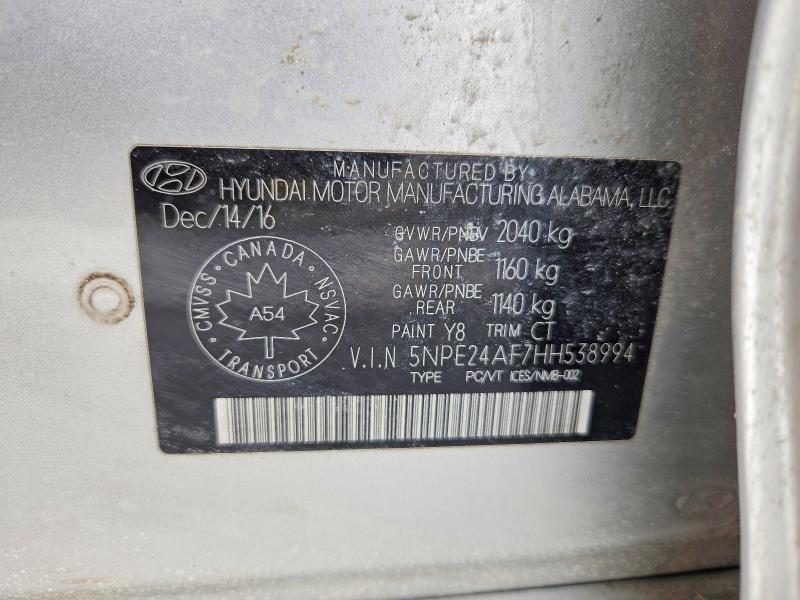 Aukcja sprzedaży 2017 Hyundai Sonata, vin: 5NPE24AF7HH538994, numer aukcji: 79370665