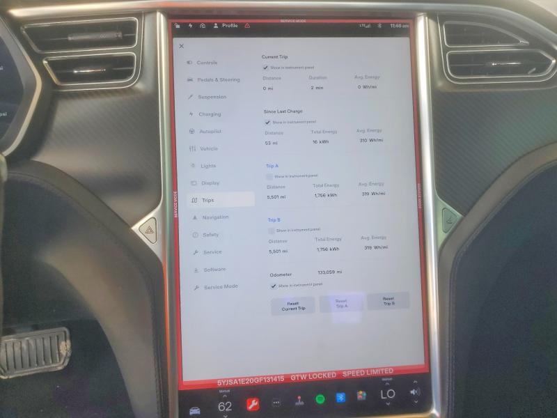 45991636 :رقم المزاد ، 5YJSA1E20GF131415 vin ، 2016 Tesla Model S مزاد بيع